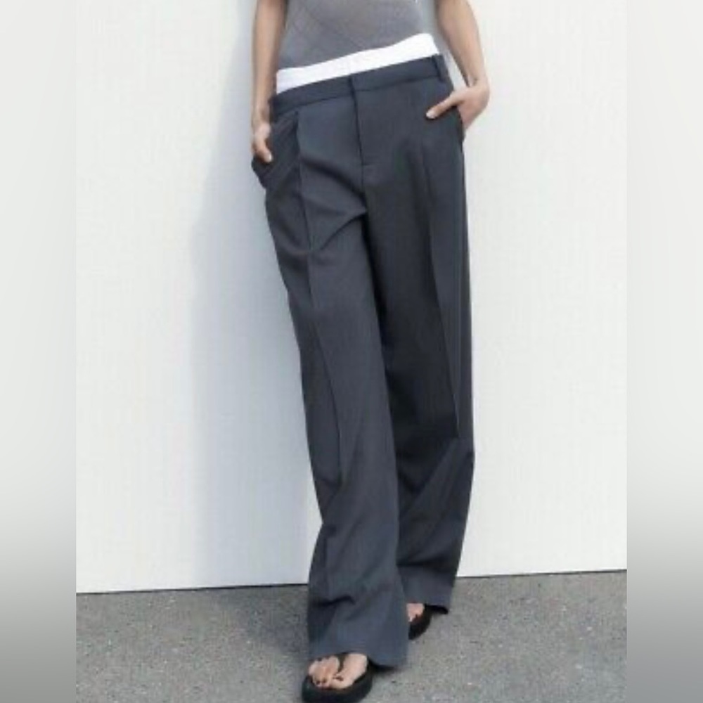 Zara wool blend trousers grey size XS boxer